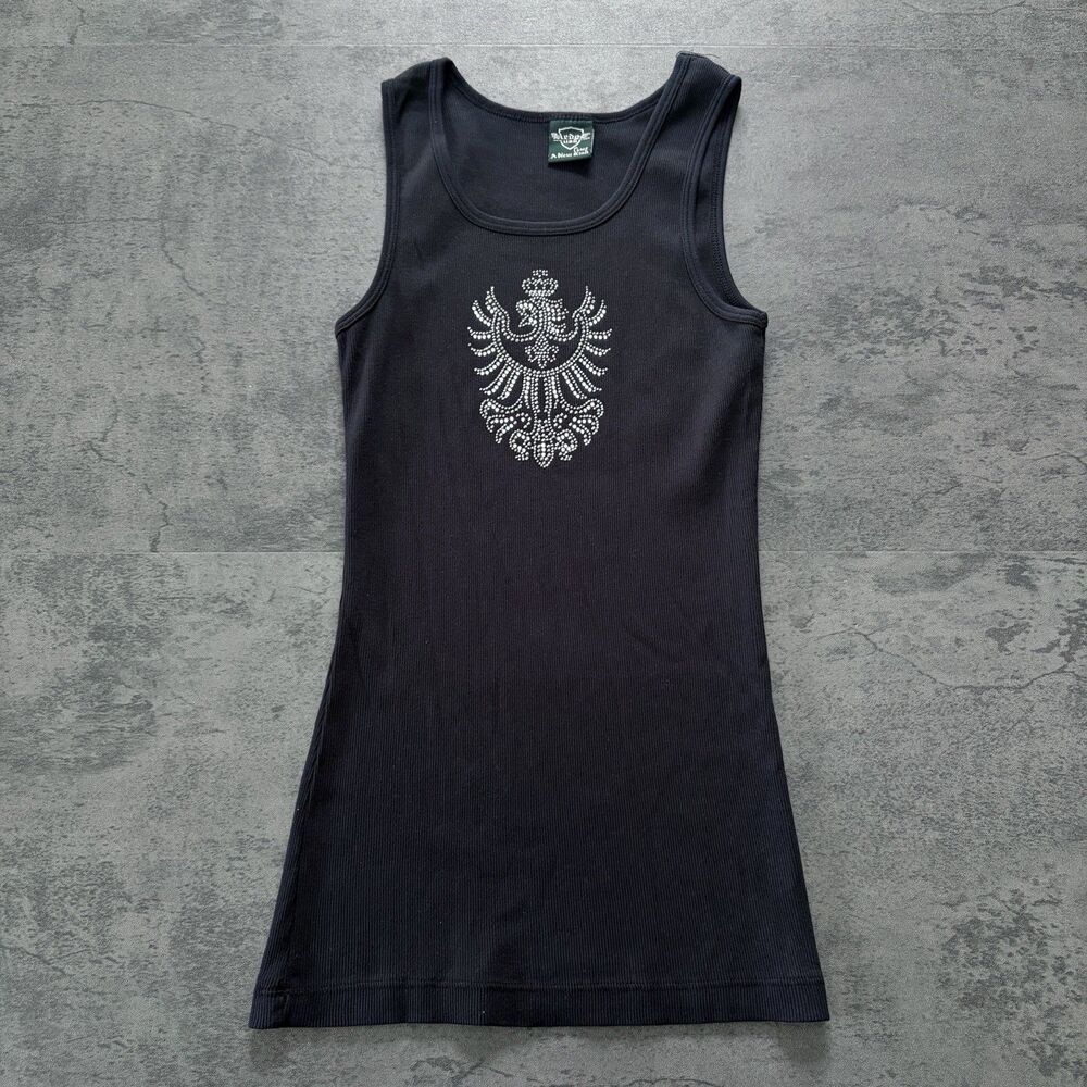 Sledge USA Vintage Y2K Womens L Rhinestone Studded Tank Top Grunge Cyber Goth